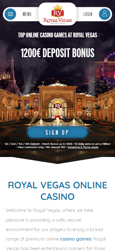 Royal Vegas Casino Mobile screenshot